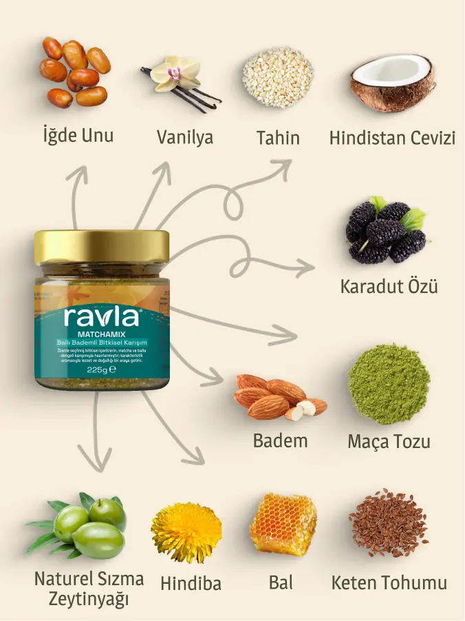 Ravla Matchamix Ballı Bademli Bitkisel Karışım - 225g