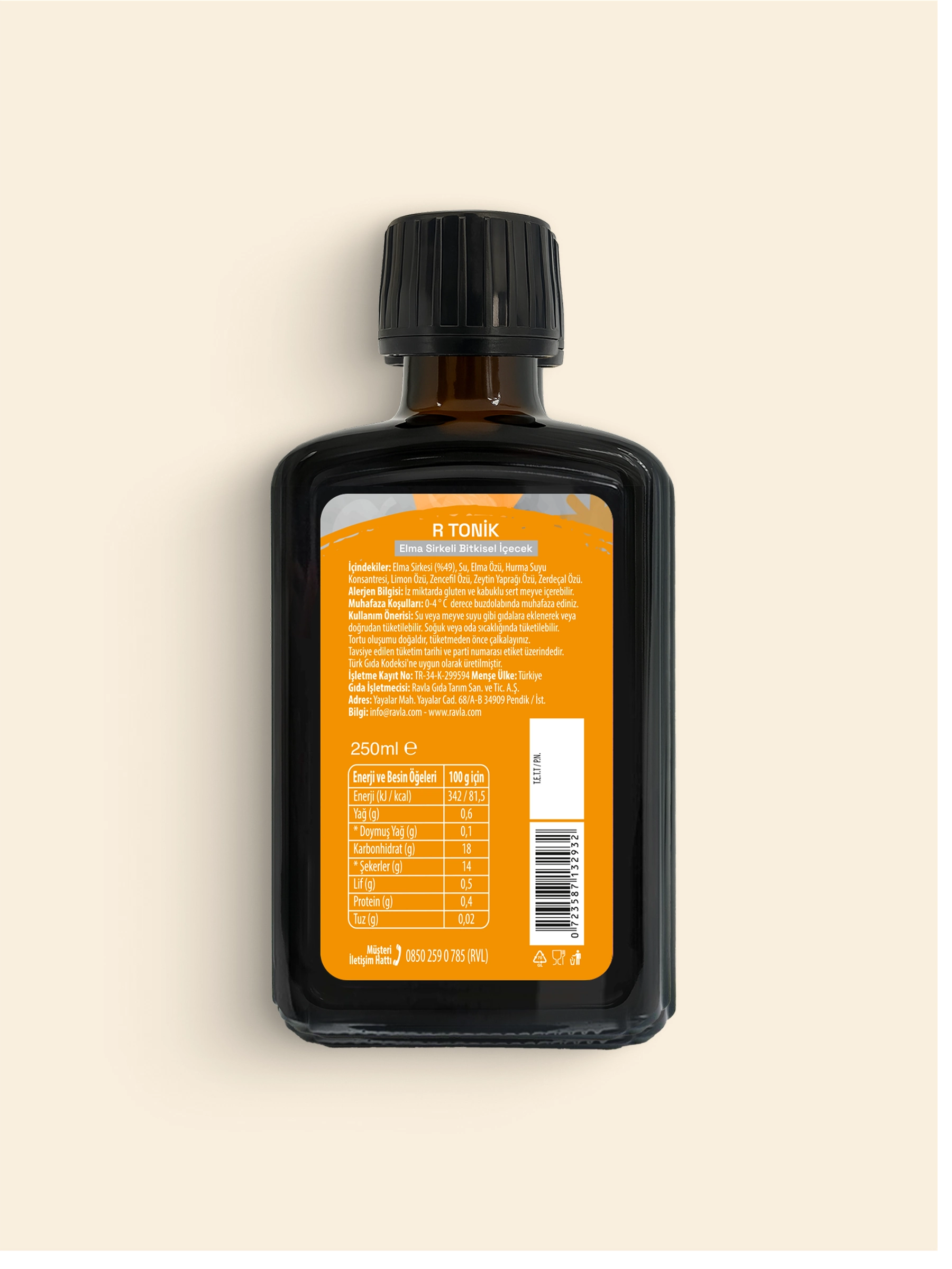 Ravla R Tonik Elma Sirkeli Bitkisel İçecek - 250ml
